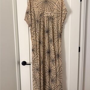 Unique Vintage Beige and Black Spiderweb Dress